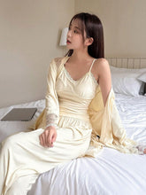 3 PCS Lace Chiffon Off Shoulder Sleepwear Set Womens Lingerie
